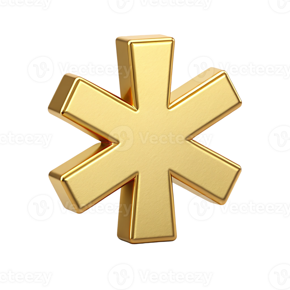 3D Render of a Golden Star of Life Medical Symbol Healthcare Icon png