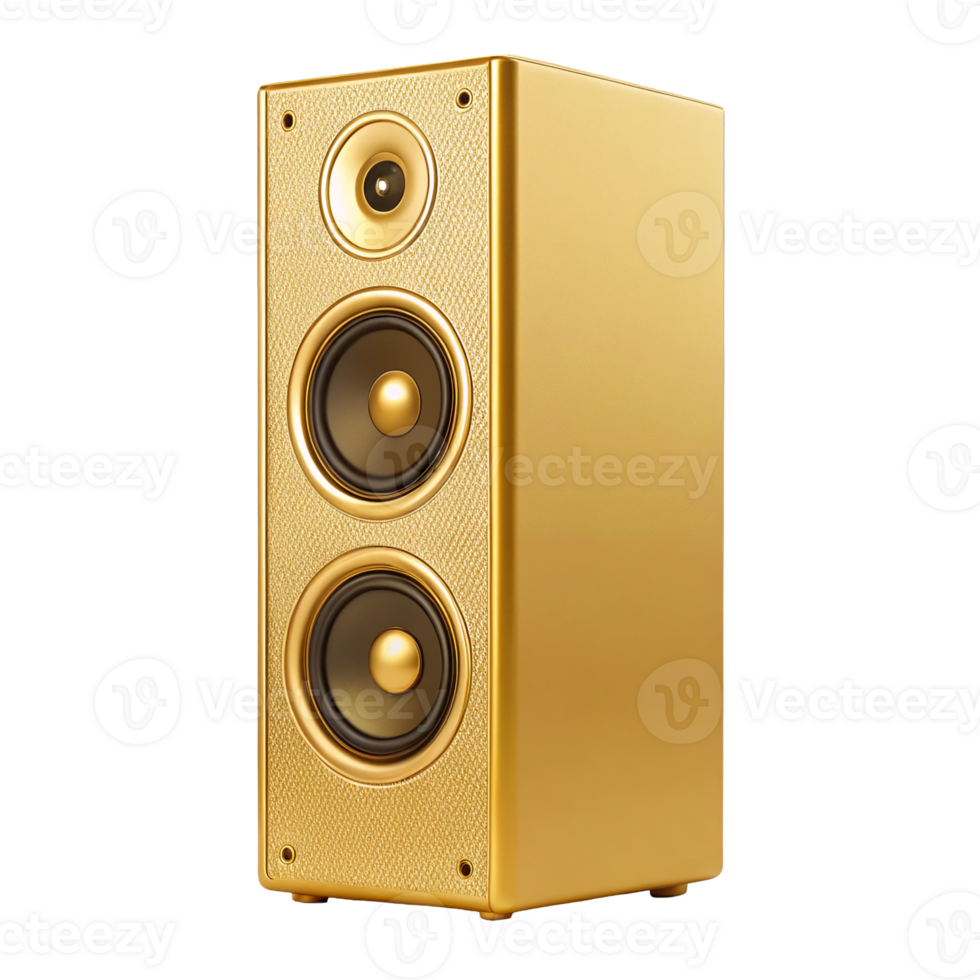 Luxurious Gold Speaker System High End Audio Equipment 3D Render Modern Design png