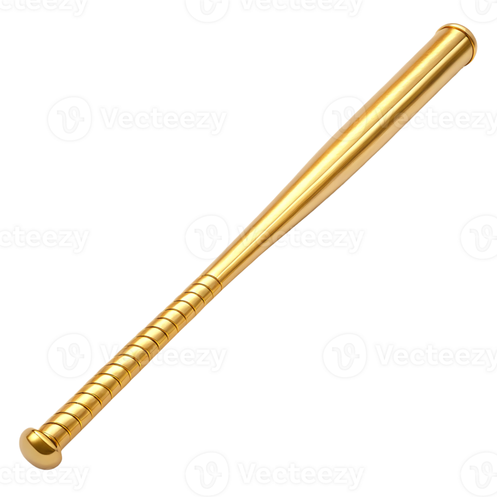 Golden Baseball Bat Luxury Sports Equipment Shiny Metal Close up Studio Shot png