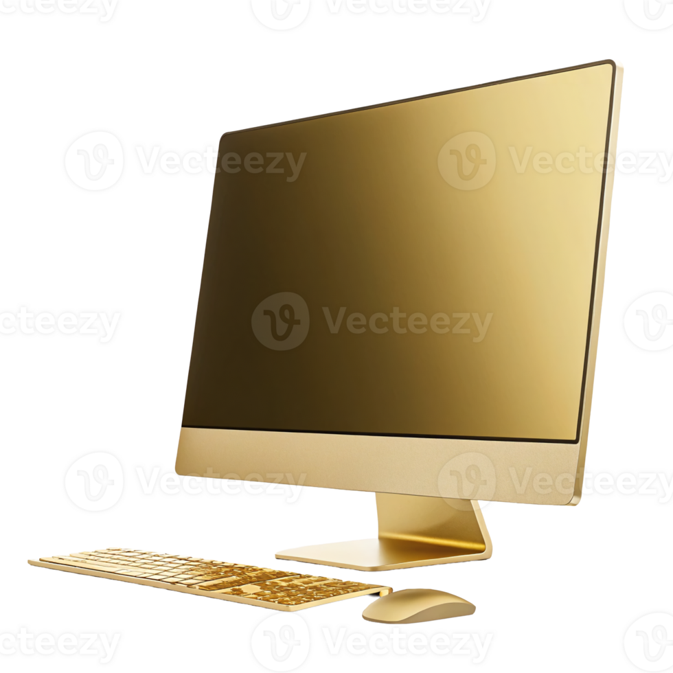 Elegant Gold Desktop Computer Modern All in One PC Luxury Golden Keyboard and Mouse png