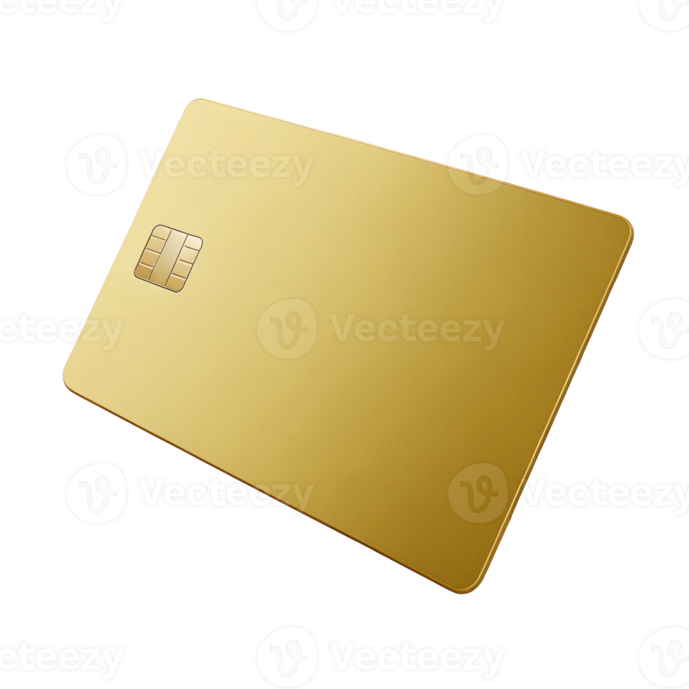 Premium Gold Credit Card Mockup Realistic 3D Render EMV Chip Payment png