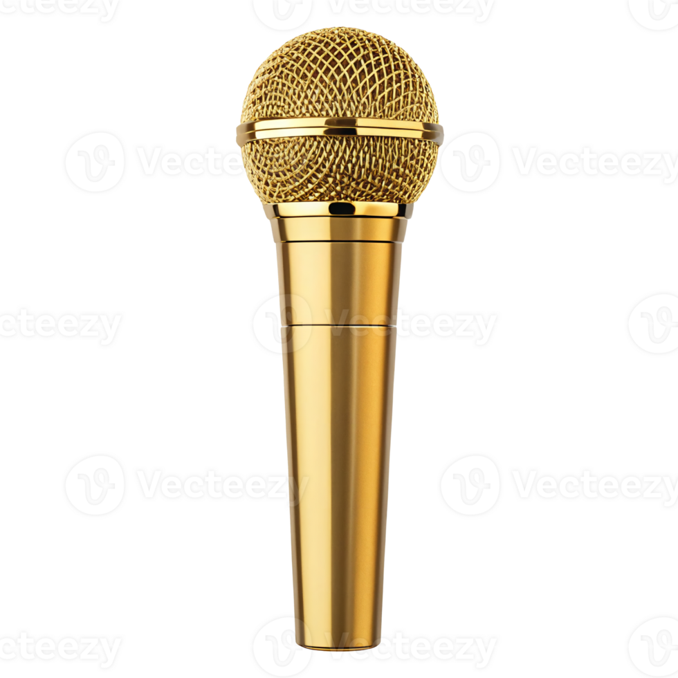Elegant Gold Microphone Professional Audio Equipment Singing Performance Broadcast Studio Music png