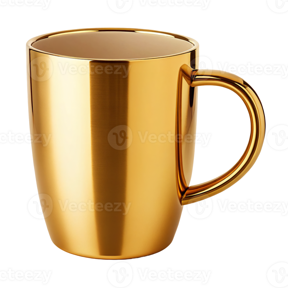 Elegant Gold Metal Mug Shiny Brushed Finish Modern Coffee Cup Luxury Drinkware png