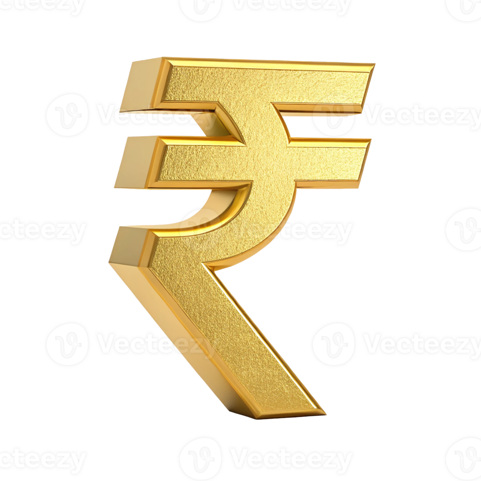 3D Render of Golden Indian Rupee Symbol Finance Currency Wealth Investment png