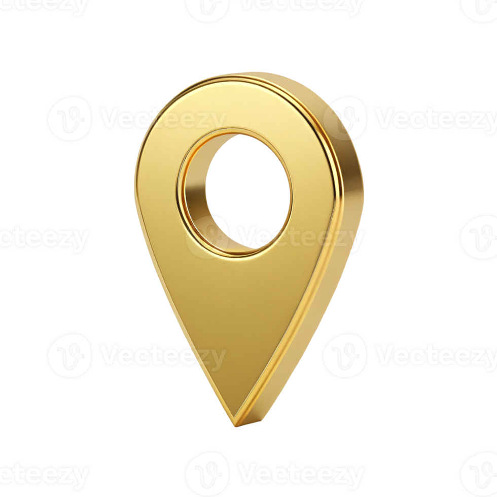 3D Golden Location Pin Marker Luxury GPS Navigation Icon png