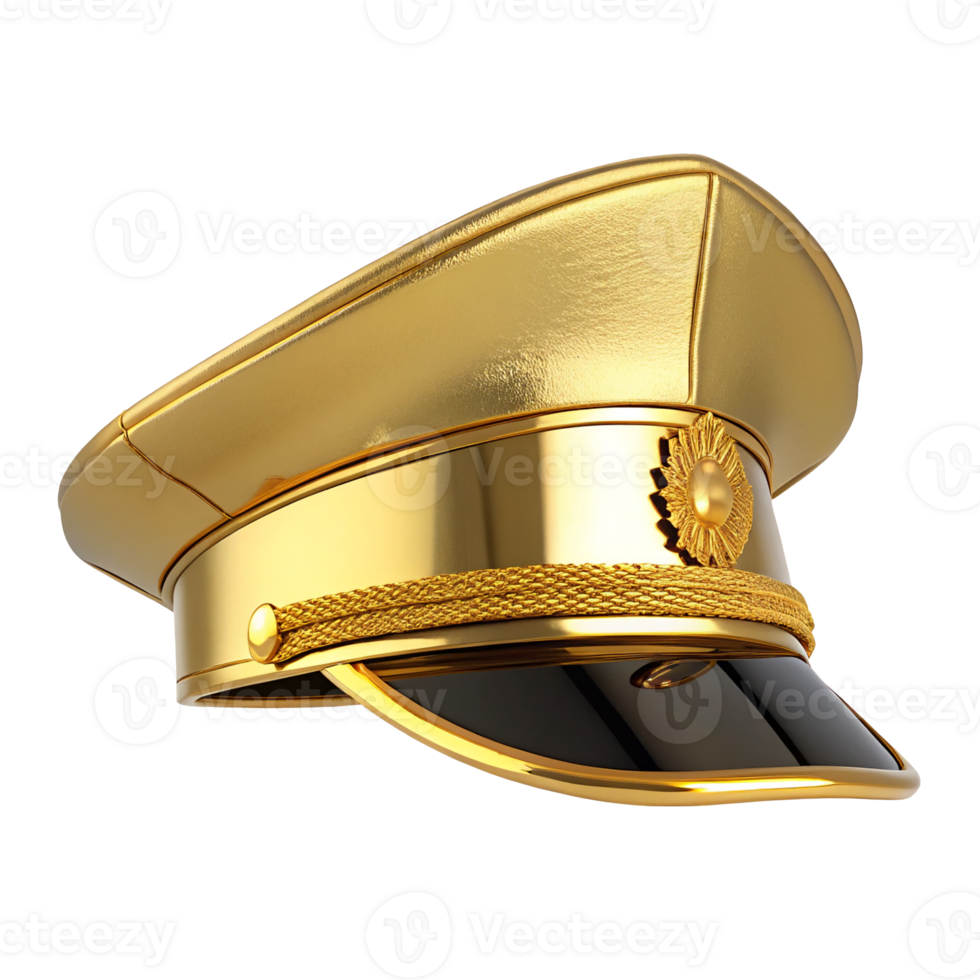 Luxurious Gold Officer s Military Peaked Cap with Black Visor 3D Render png