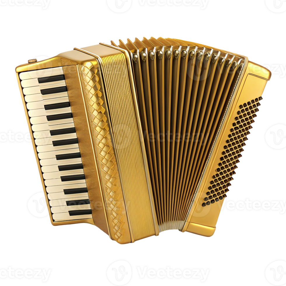 Luxurious Gold Accordion Musical Instrument Close Up Studio Shot Elegant Design png