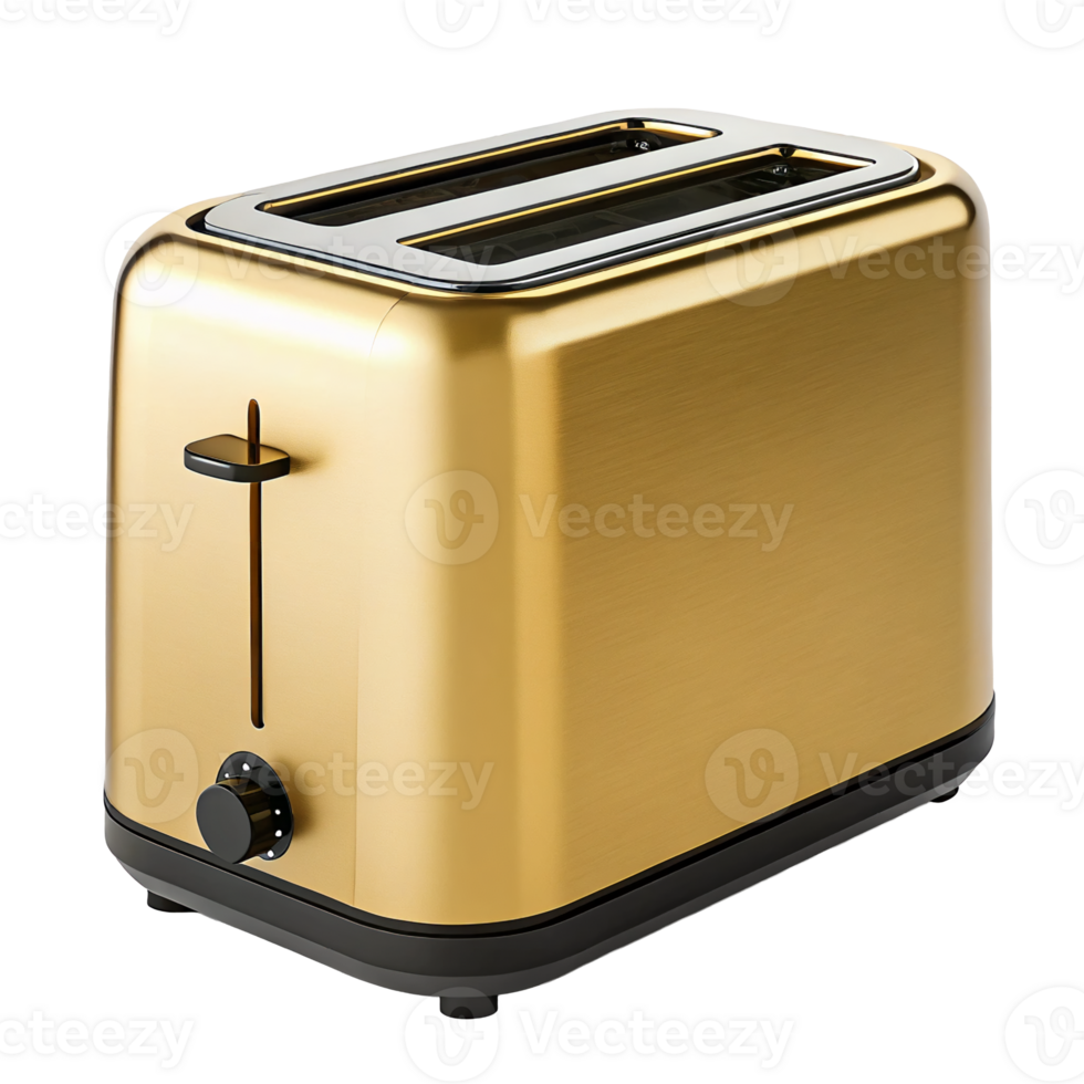 Elegant Gold Two Slice Toaster Modern Kitchen Appliance Brushed Metal Finish png
