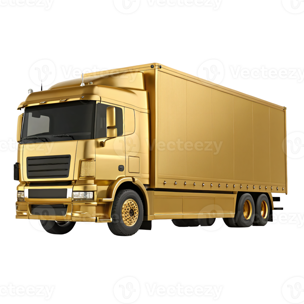 Golden Luxury Semi Truck Cargo Delivery Vehicle Transportation Concept png