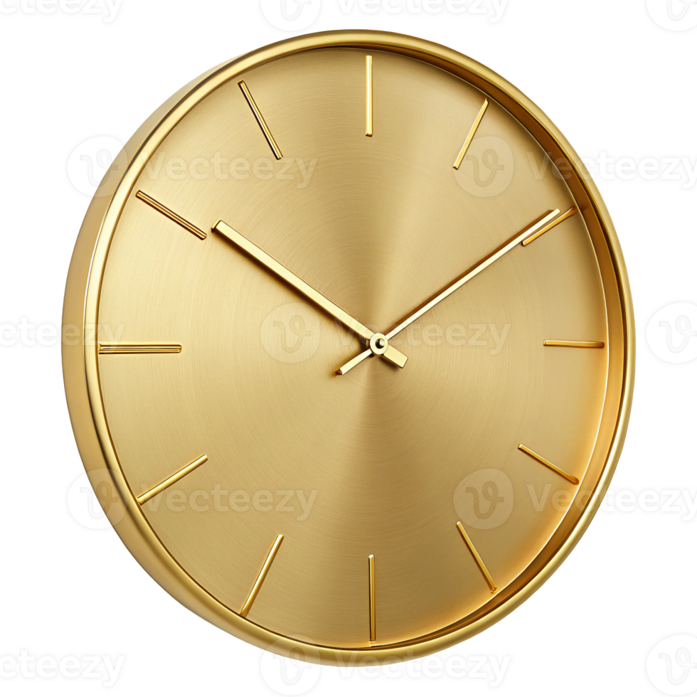 Elegant Gold Brushed Metal Wall Clock Timepiece Modern Home Decor png