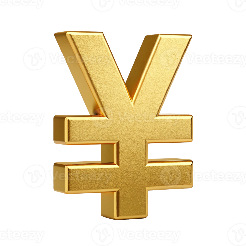 Three Dimensional Gold Yen Symbol Japanese Currency Sign Financial Icon Wealth Luxury png
