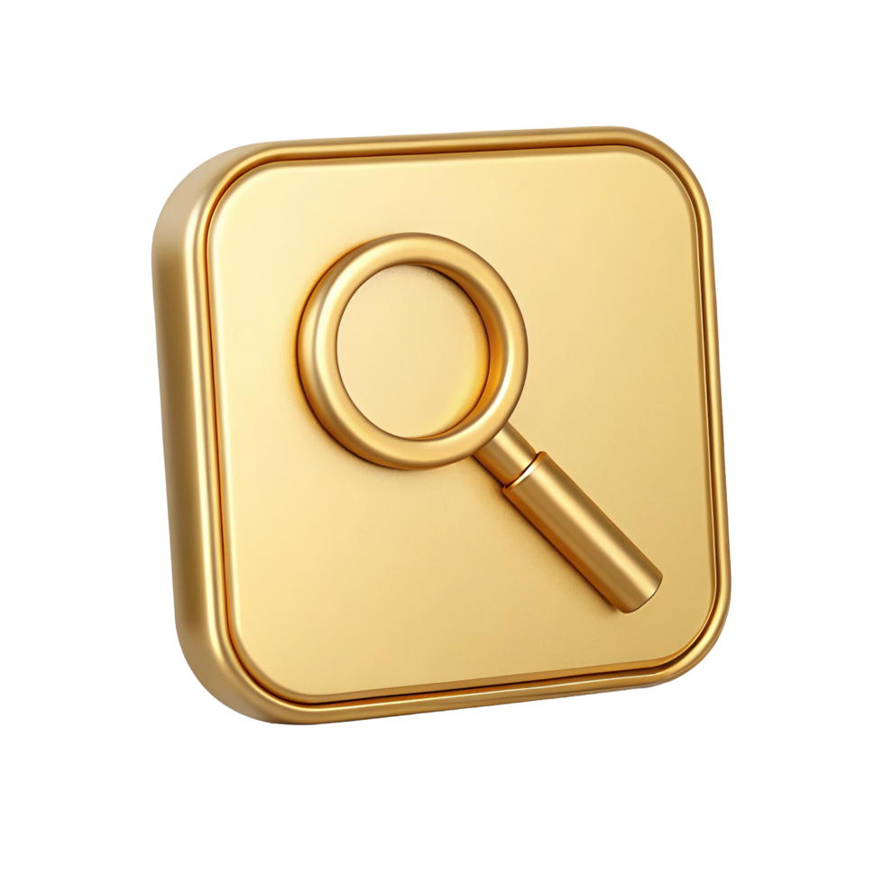 Golden Bell Notification Icon 3D Render of a Shiny Gold Bell in a Circular Frame for App Website or png