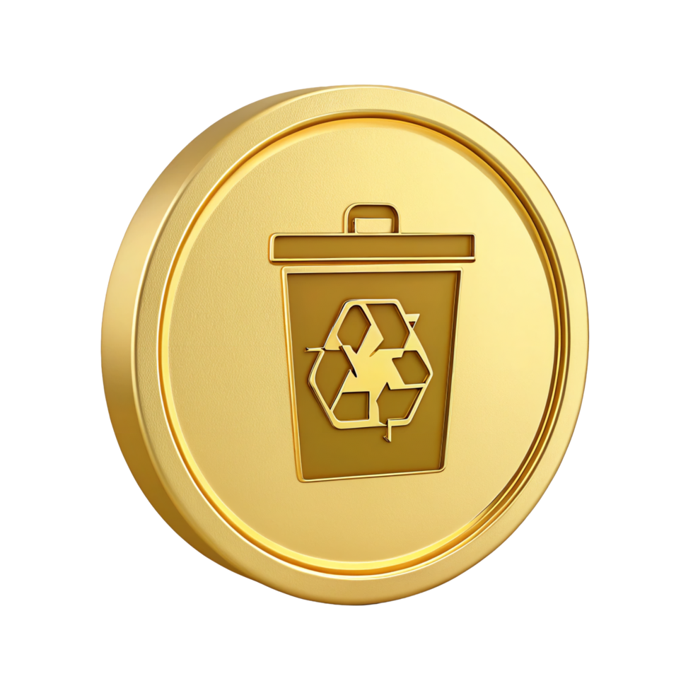 Golden Pound Sterling Coin 3D Render of British Currency Symbol png