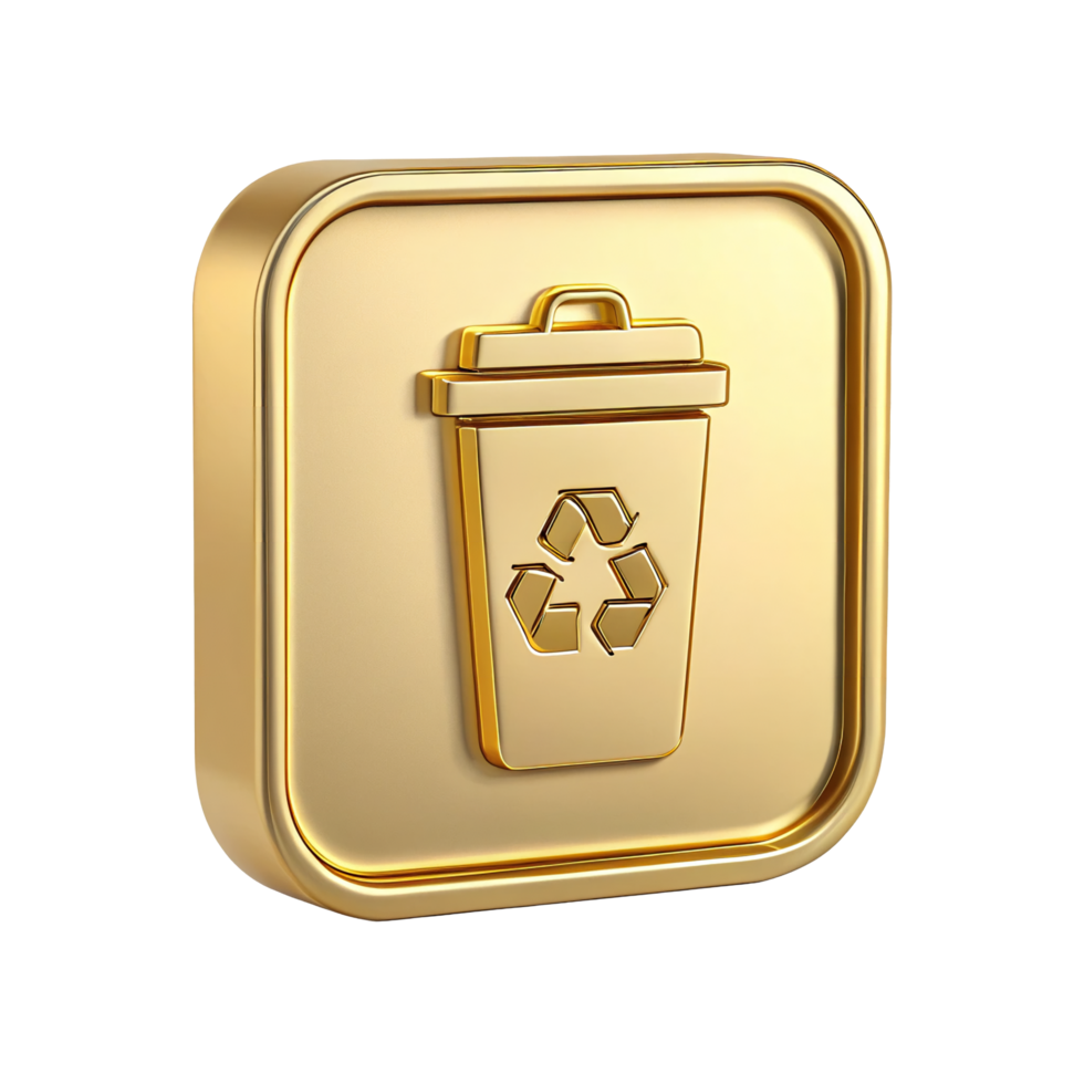 Gold Power Button Icon 3D Render of On Off Switch Symbol png