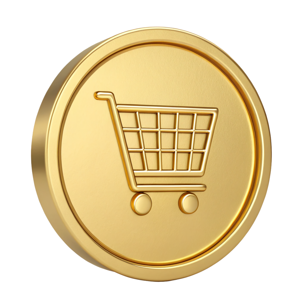 Golden Gear Icon 3D Render Settings Button Cogwheel Metallic Gold Coin App Symbol Technology png