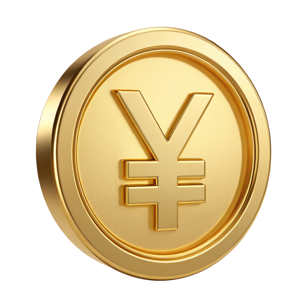 3D Render of Gold Yen Coin Japanese Currency Symbol Financial Asset Wealth Investment png