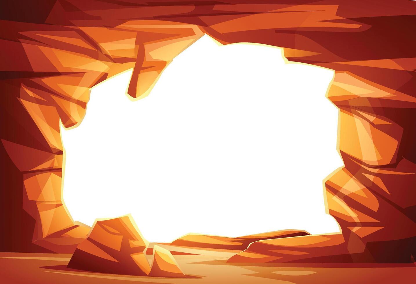 Desert cave framing a blank white space. Cartoon illustration vector