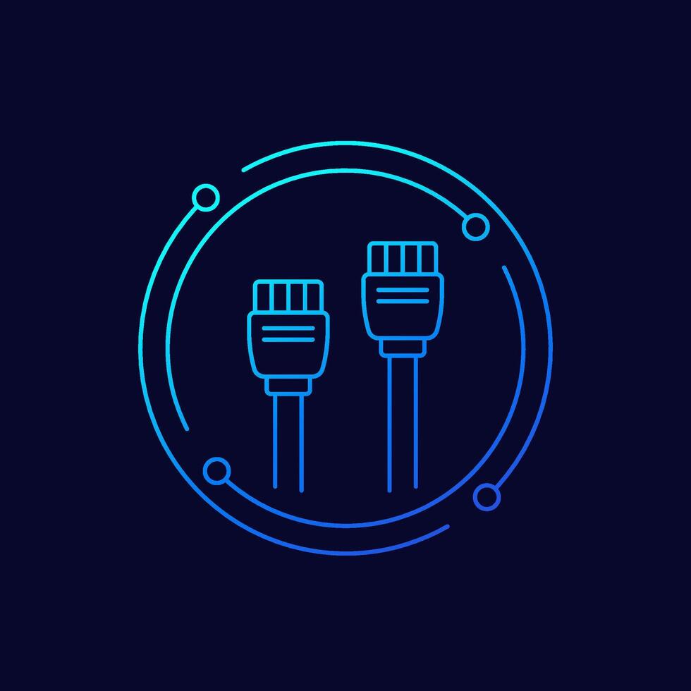 4 pin connectors icon, linear design vector