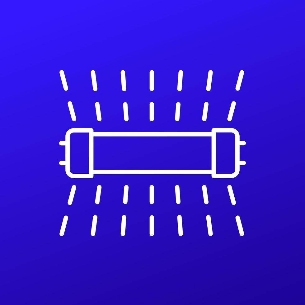 UV C lamp icon, germicidal Ultraviolet-C light line vector
