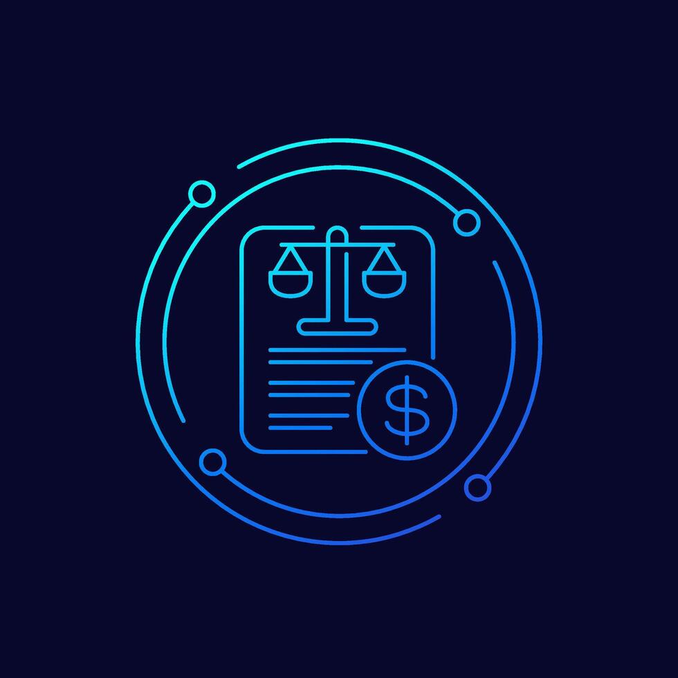 legal costs icon, linear design vector