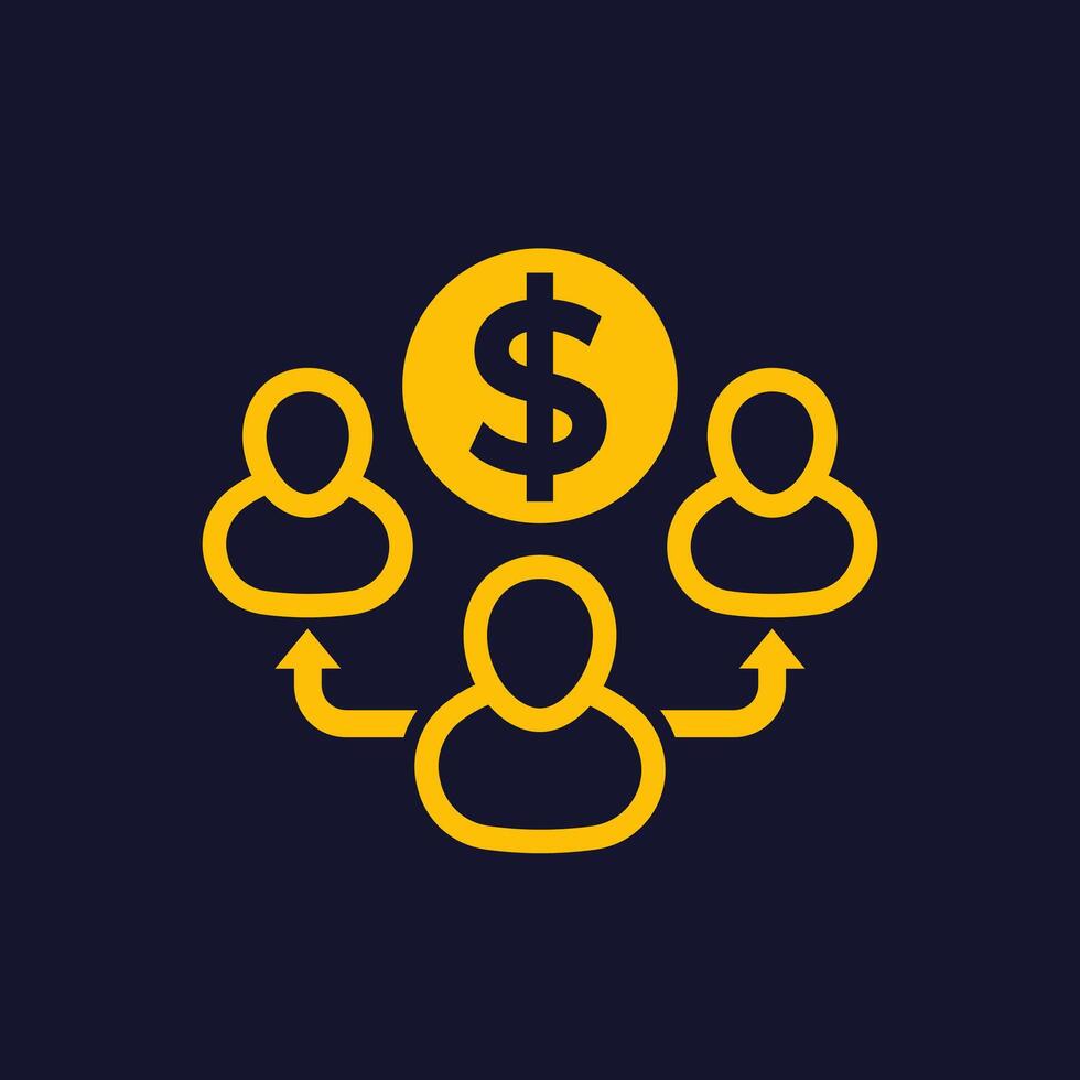 broker icon, pictogram on dark vector