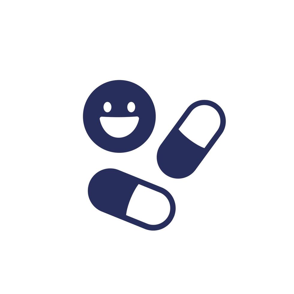 antidepressant pills icon on white vector