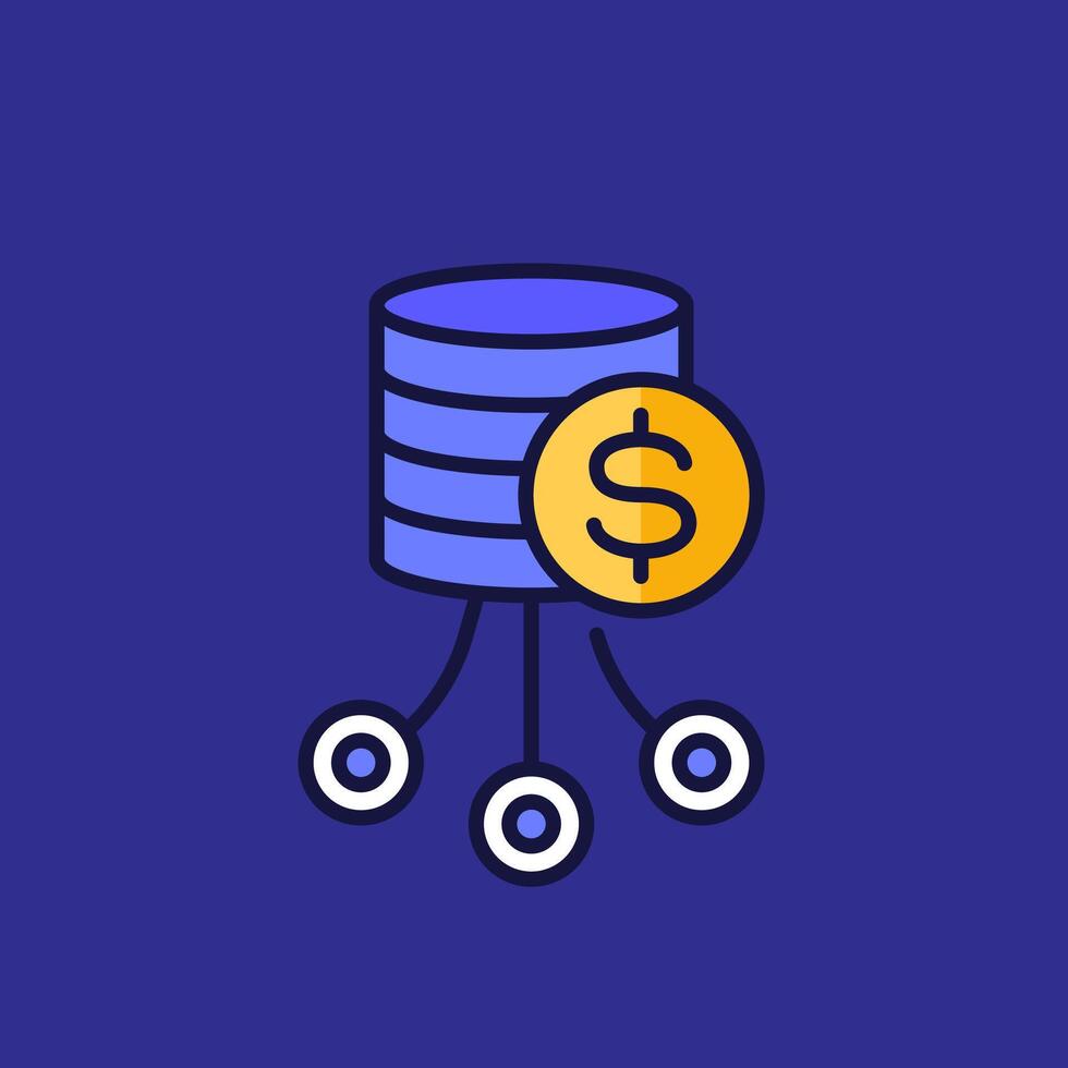 data storage costs icon with outline vector