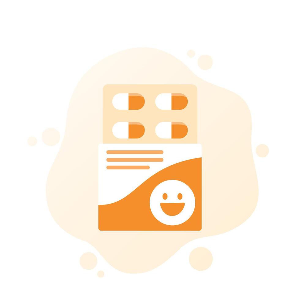 antidepressant pills icon, depression treatment vector