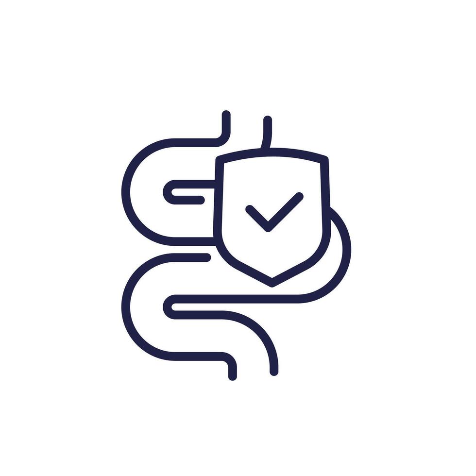 intestine line icon with a shield vector