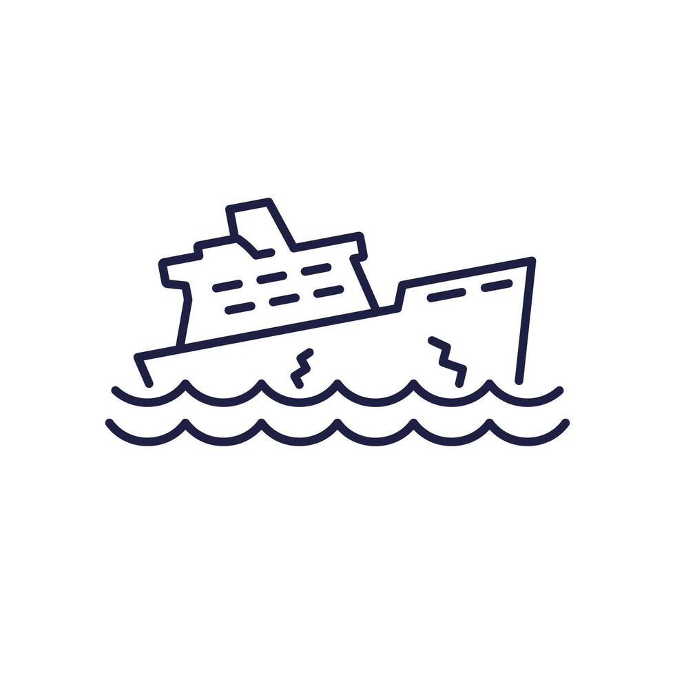 sinking ship line icon on white vector