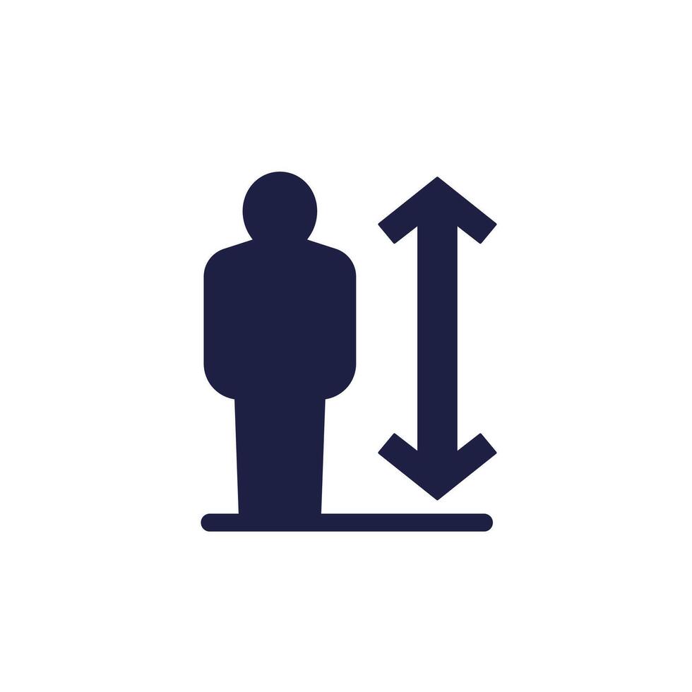 Height icon with a man, vector