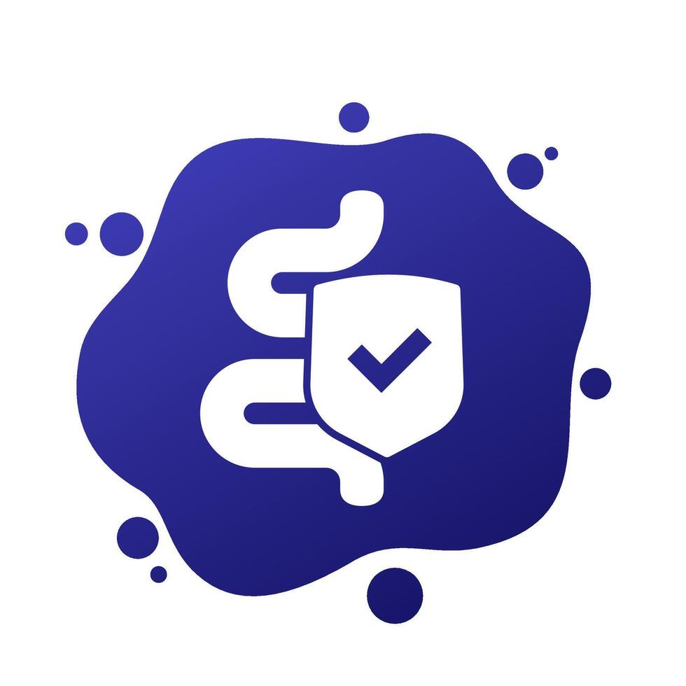 intestine icon with a shield, vector