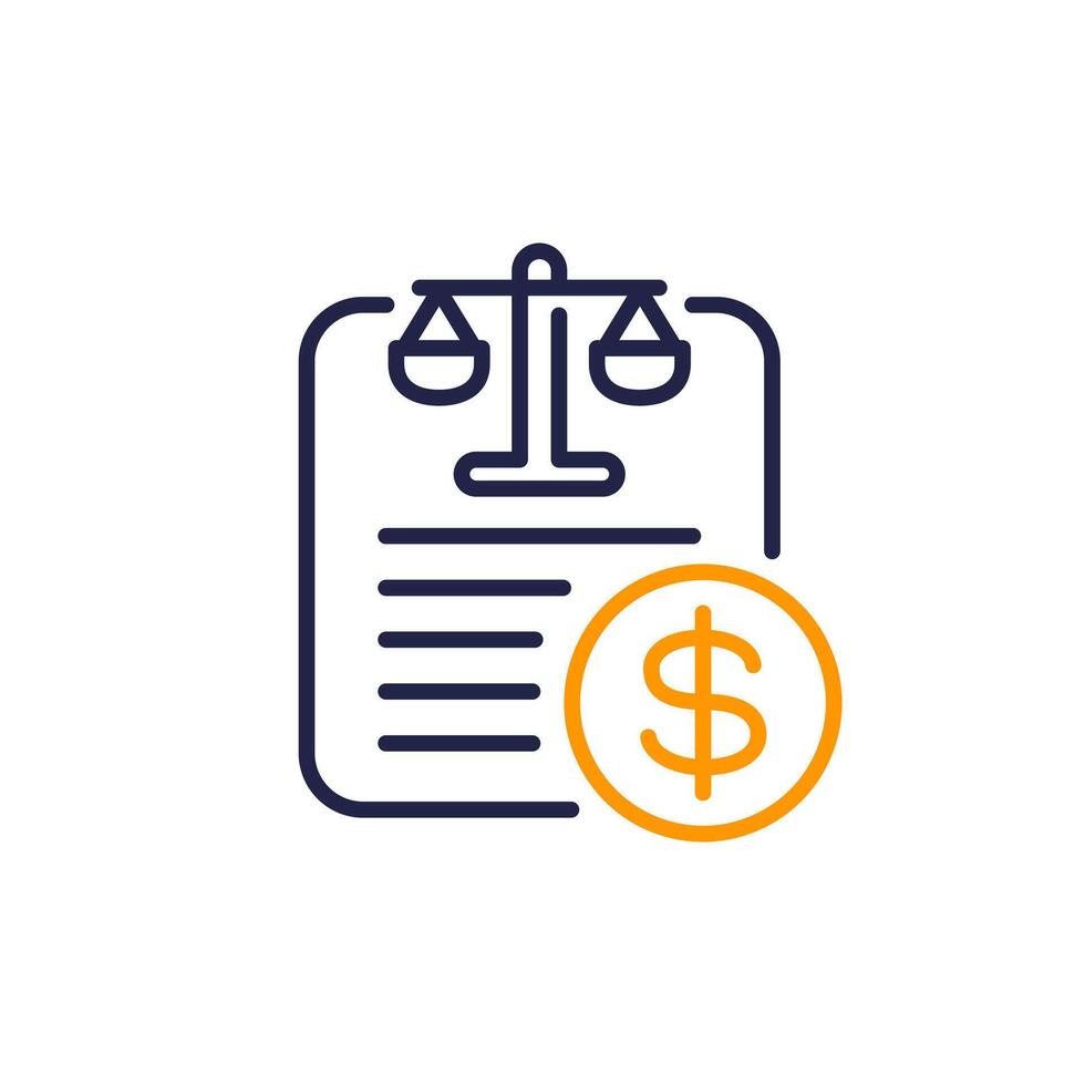 legal costs line icon on white vector