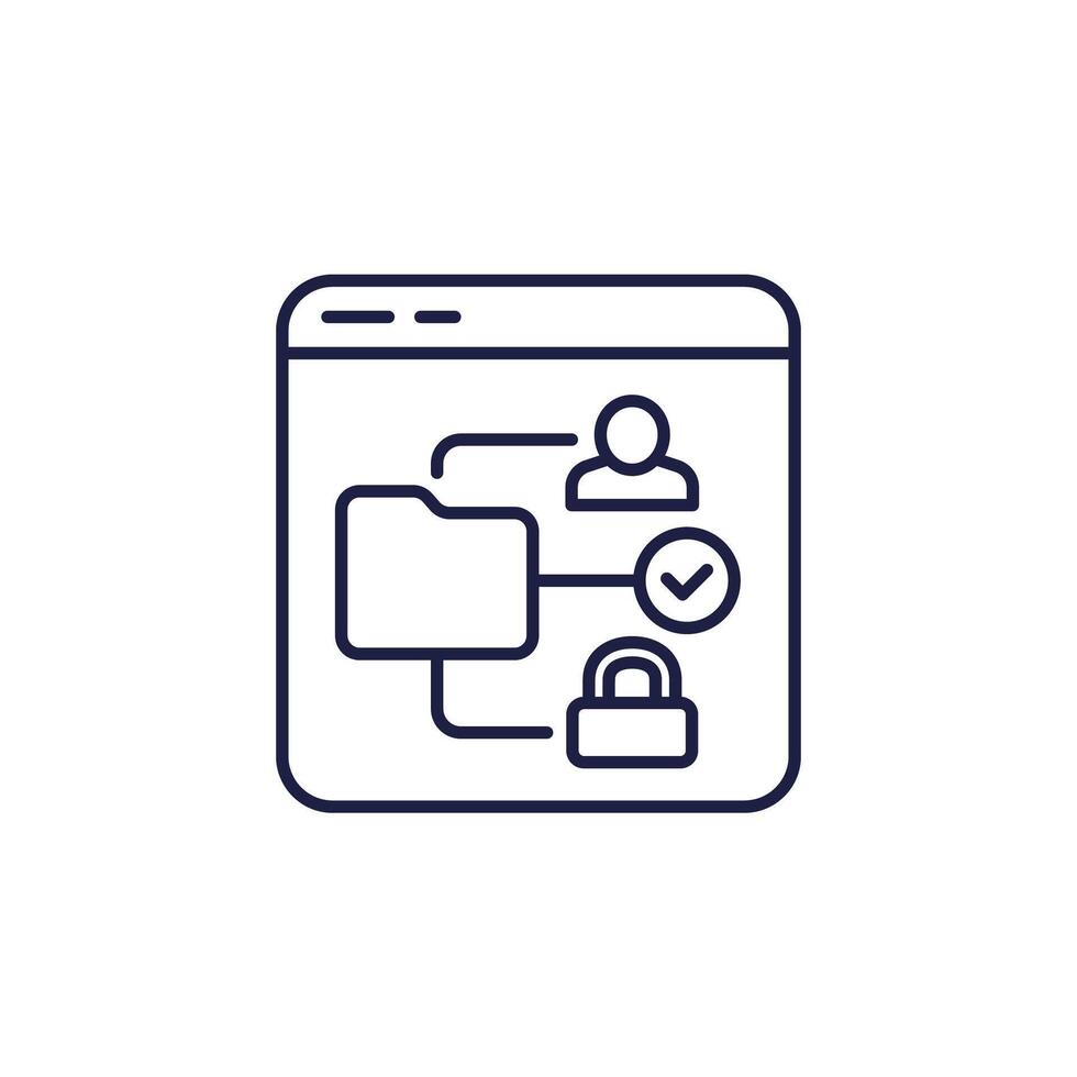 secure data in folder line icon on white vector