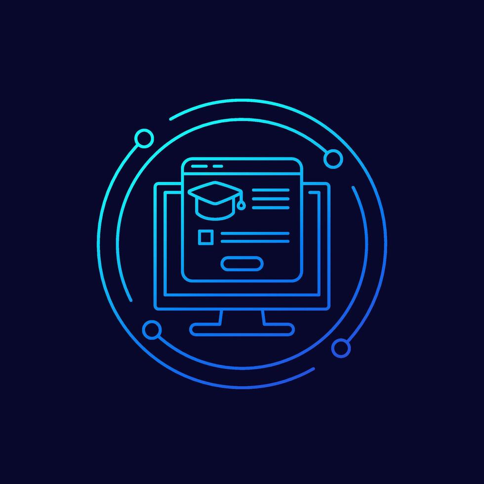 online education icon, linear design vector