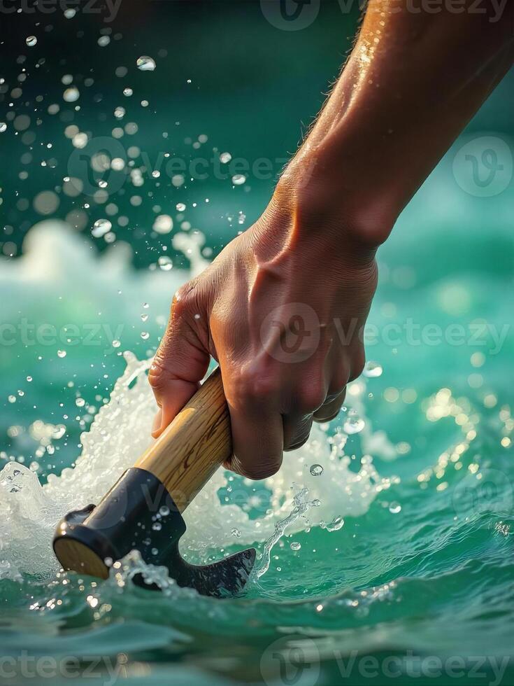 A tanned skin hand holding an Axe photo