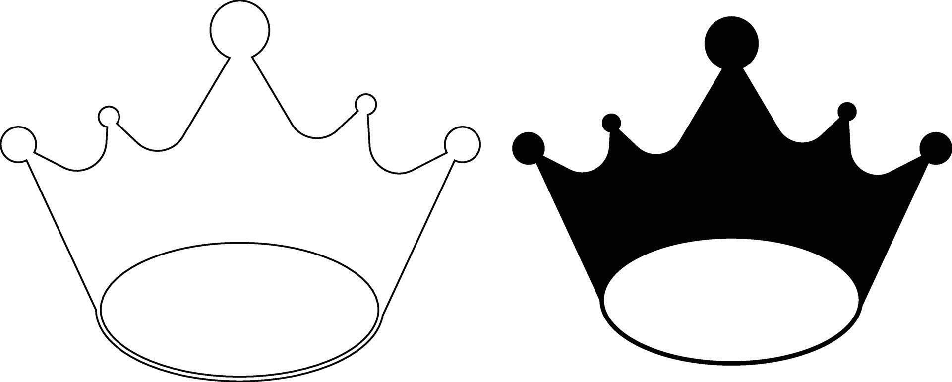 Two crowns are shown in black and white vector