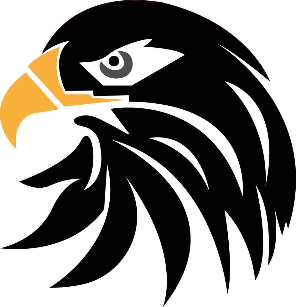 The eagle head is black and has orange beak vector