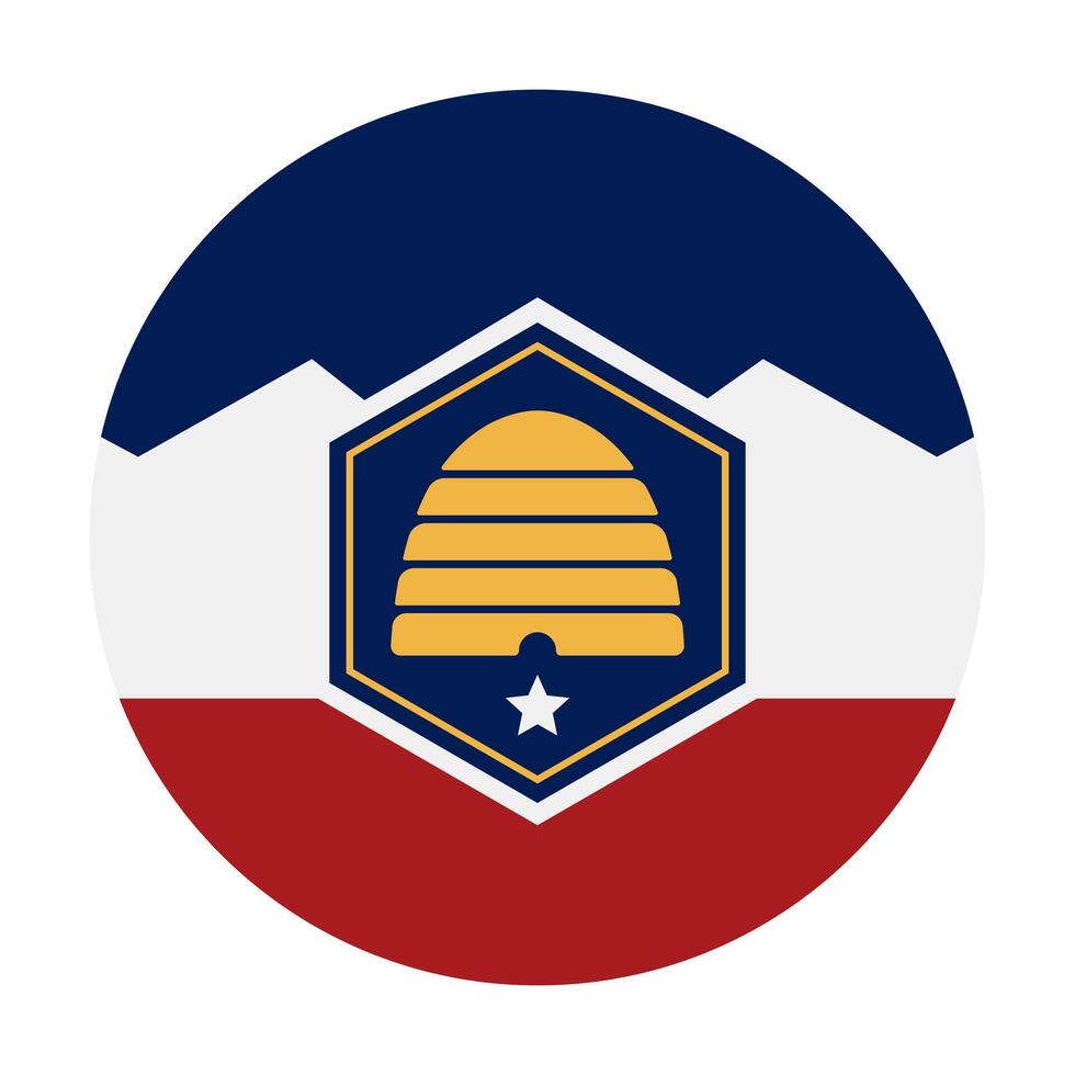 Flag of Utah circle badge vector