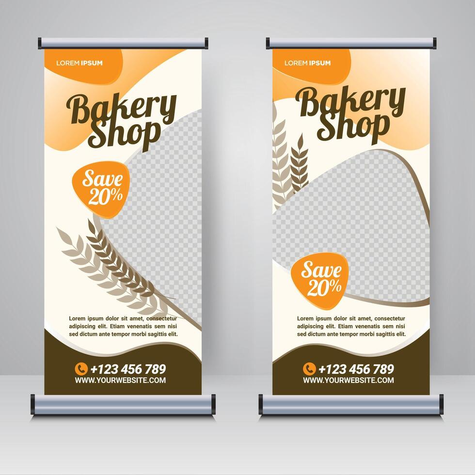 Bakery rollup or X banner design template vector