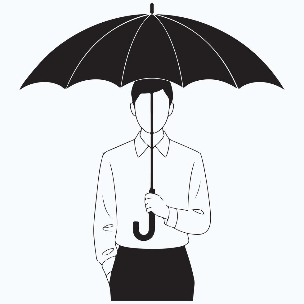 Man Using Umbrella vector