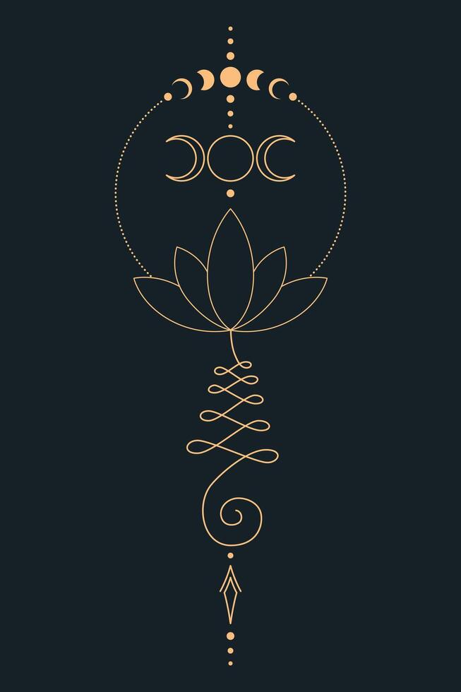 Elegant spiritual lotus symbol with unalome motif vector