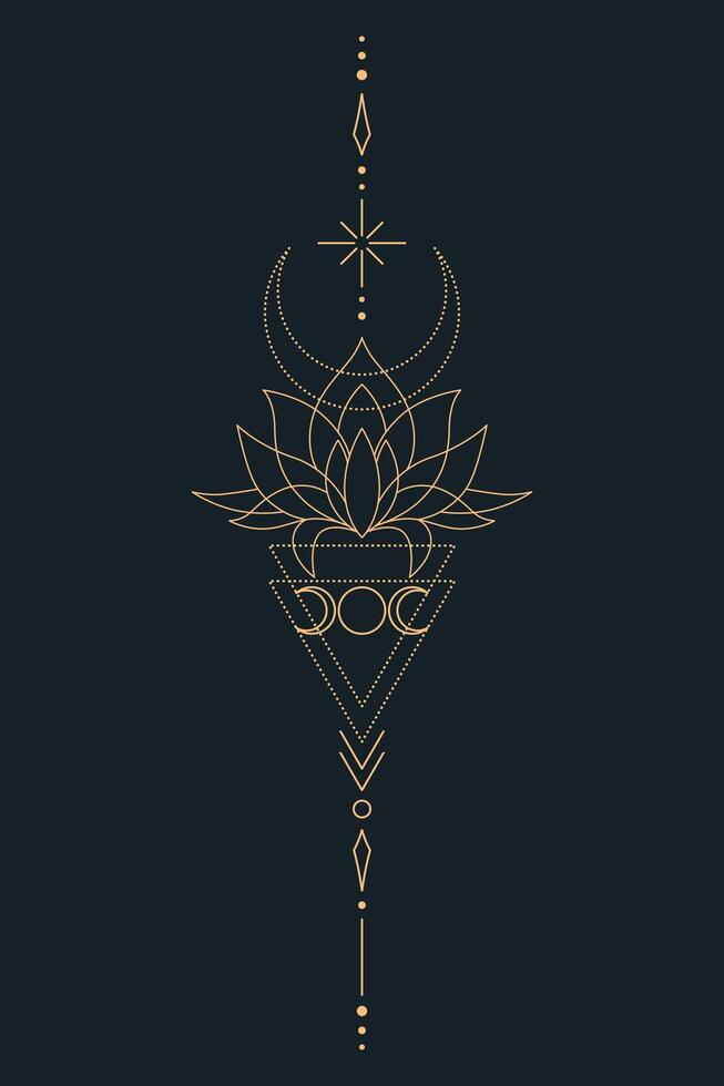 Minimal unalome lotus symbol for spiritual design vector