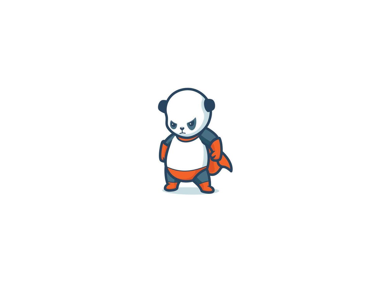 cute panda super hero mascot vector