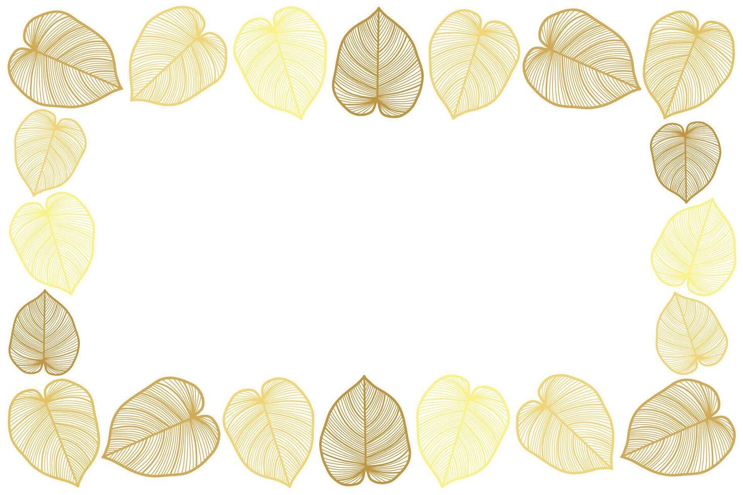 Frame Gold leaves background illustration template editable for presentation, poster, postcard vector