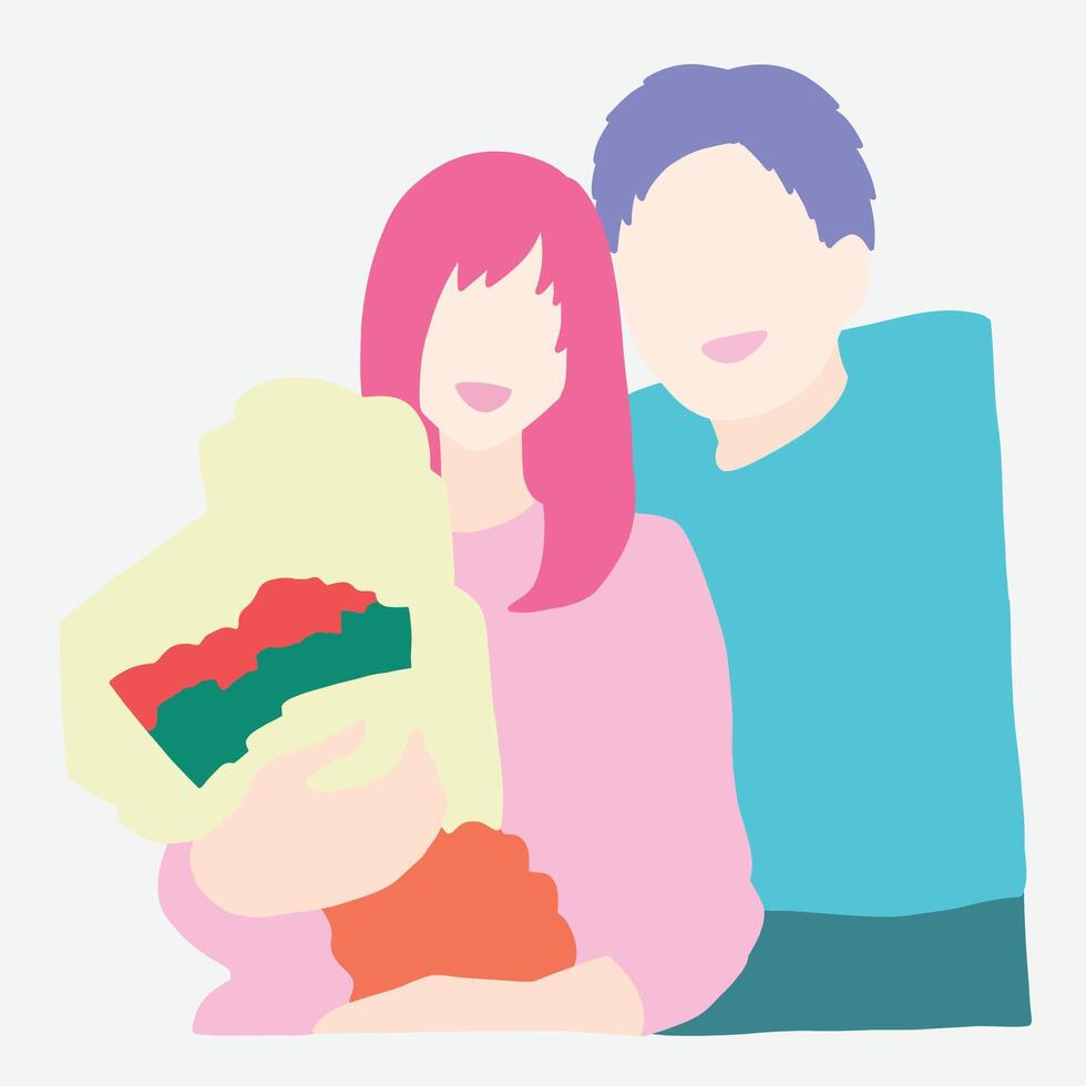 happy couple selfie holding a bouquet flowers illustration vector