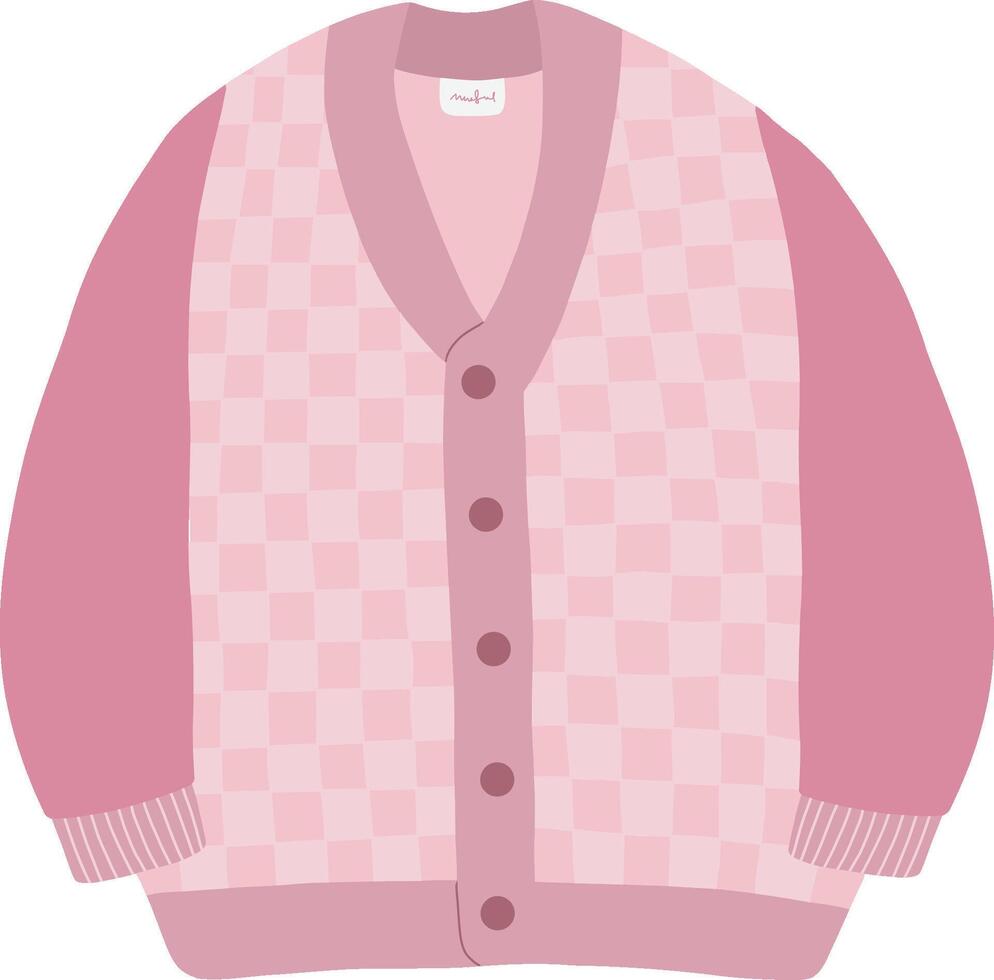 Pink Checkerboard Cardigan Sweater Illustration vector
