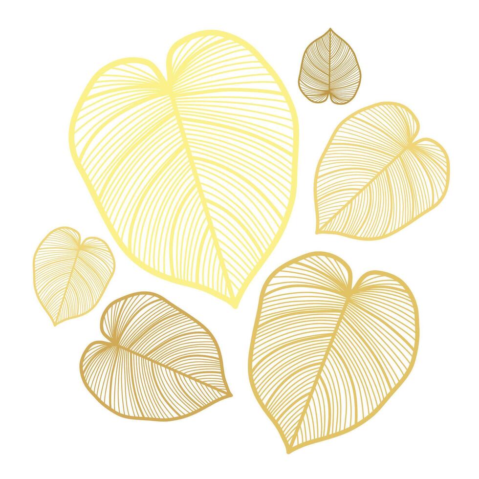 Illustration of a gold leaf line art style design vector