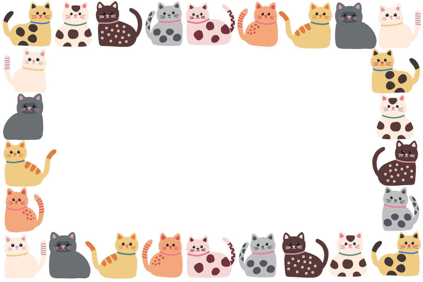 Cute cats theme colorful illustration template for postcard, editable for design vector