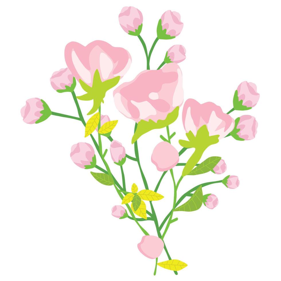 Combination of pink roses flower with small rosebud design illustration vector